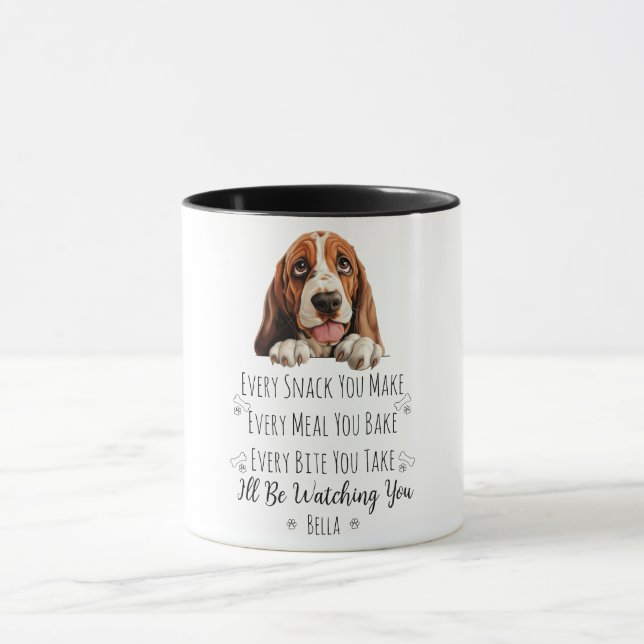 Niedlicher Basset Hound Hund Funny Custom Tasse (Zentrum)