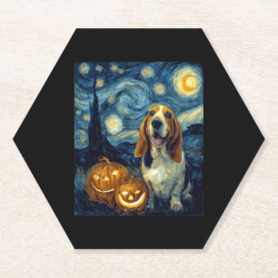 Niedlicher Basset Hound Hund Halloween Kürbislater Untersetzer