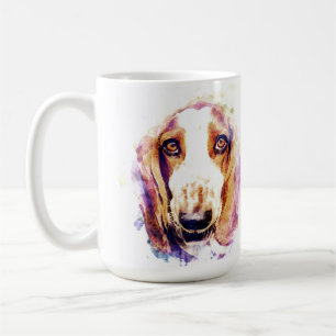 Niedlicher Basset-Hund Kopf-Gesicht Welpe Kaffeetasse