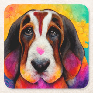 Niedlicher Basset-Hund Rechteckiger Pappuntersetzer