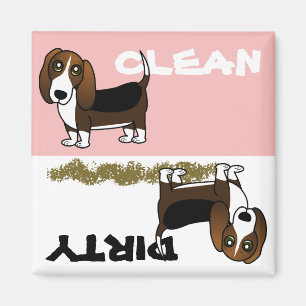 Niedlicher Basset-Hund saubere Spülmaschine Magne Magnet