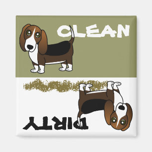 Niedlicher Basset-Hund saubere Spülmaschine Magne Magnet