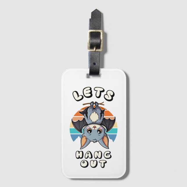 Niedlicher Battschlag und Retro Sunset | Lass uns  Gepäckanhänger (Vorderseite Vertikal)