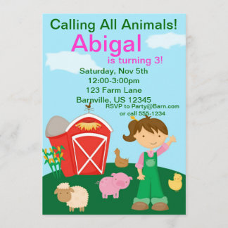 Niedlicher Bauer Girl Farm Geburtstagsparty Einlad Einladung