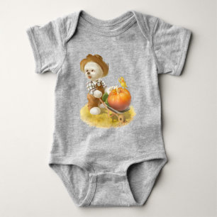 Niedlicher Bauer Hund mit Pumpkin Baby Strampler