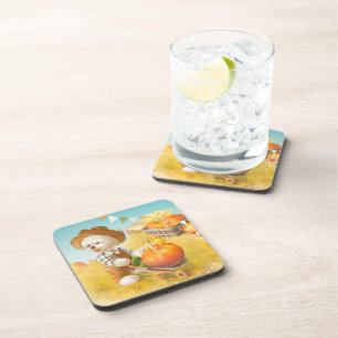 Niedlicher Bauer Hund mit Pumpkin Getränkeuntersetzer