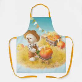 Niedlicher Bauer Hund mit Pumpkin Schürze