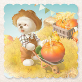 Niedlicher Bauer Hund mit Pumpkin Untersetzer