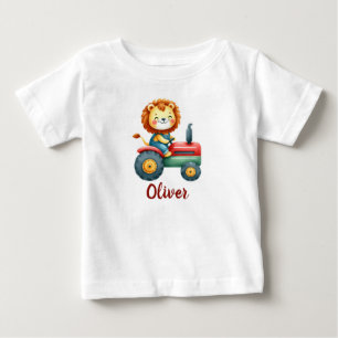 Niedlicher Bauer Löwe auf einem roten und grünen T Baby T-shirt
