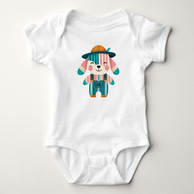 Niedlicher Bauer Welpenhund Baby Strampler (Vorderseite)