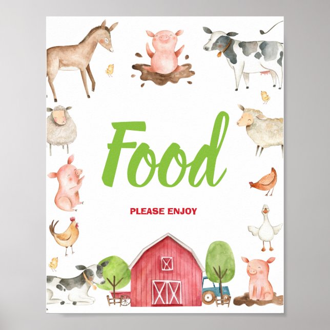 Niedlicher Bauernhof Barnyard Party Food Tabletop  Poster (Vorne)