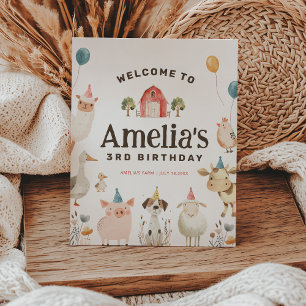 Niedlicher Bauernhof Geburtstag Begrüßungszeichen Sockelschild