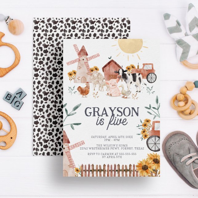 Niedlicher Bauernhof & Kuhdruckfarm Geburtstag Einladung (Von Creator hochgeladen)