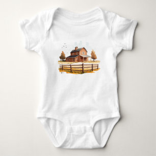 Niedlicher Bauernhof, Landhaus, Baby Strampler