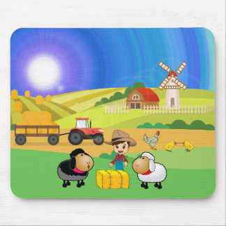 Niedlicher Bauernhof, Schafe und Küken Mousepad