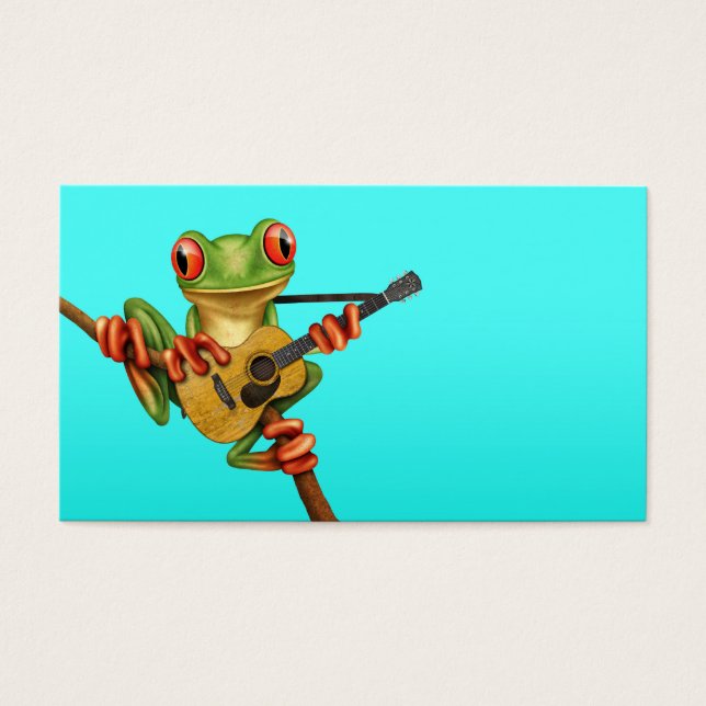 Niedlicher Baum Frog, der eine akustische Gitarre  (Vorderseite)