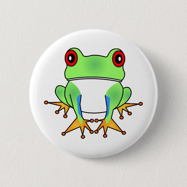Niedlicher Baum-Frosch-Cartoon-Knopf Button (Vorderseite)