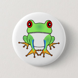 Niedlicher Baum-Frosch-Cartoon-Knopf Button