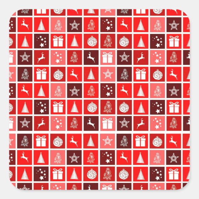 Niedlicher Baum-Rentier Quadratischer Aufkleber (Vorderseite)