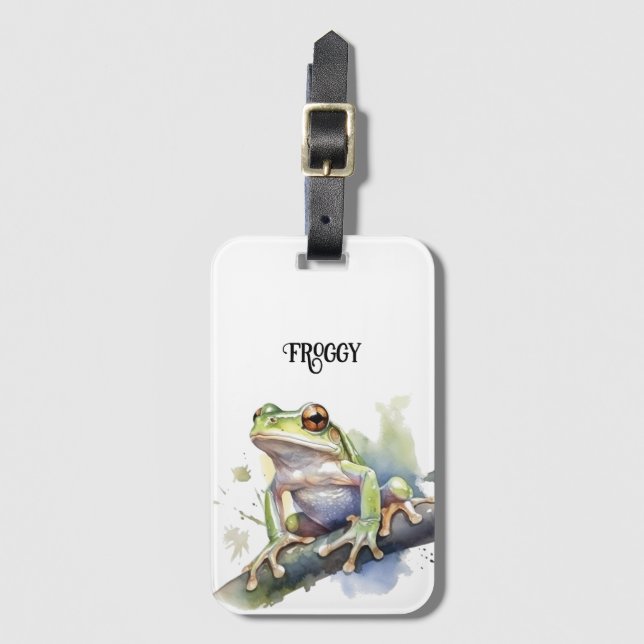 Niedlicher Baumfrosch, kundenspezifisch Gepäckanhänger (Vorderseite Vertikal)