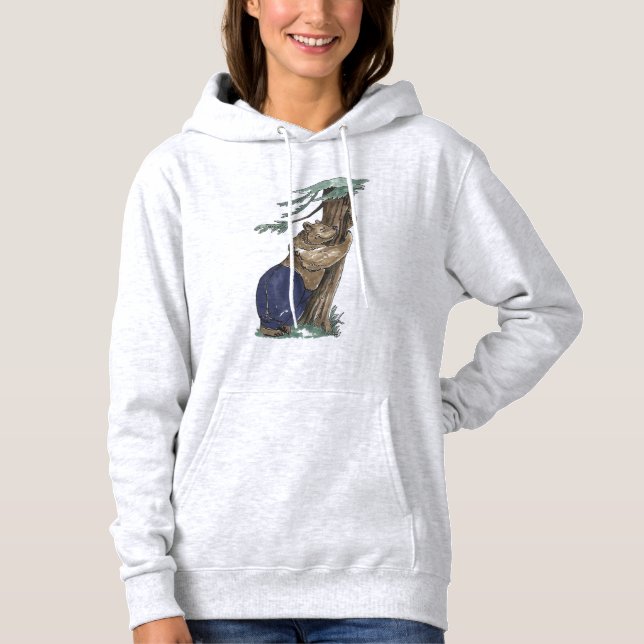 Niedlicher Baumhugger-Bär mit Leggings Außendesign Hoodie (Vorderseite)