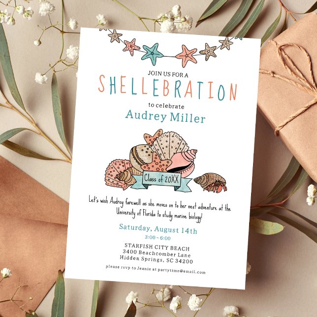 Niedlicher Beachy Graduate weg Abschiedsjubiläum P Einladung (Von Creator hochgeladen)