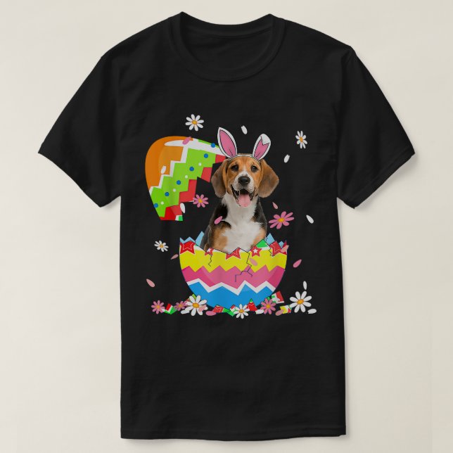 Niedlicher Beagle Bunny Oars Ostereier Männer Frau T-Shirt (Design vorne)