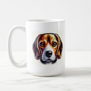 Niedlicher Beagle Dog Portrait mit kräftigen Farbe Kaffeetasse