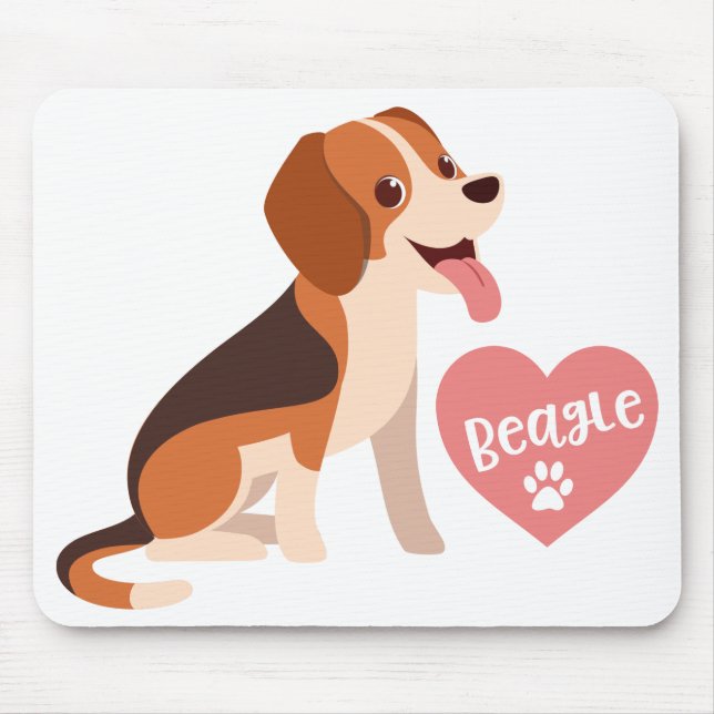 Niedlicher Beagle Geschenk Funny Cartoon Welpe Hun Mousepad (Vorne)