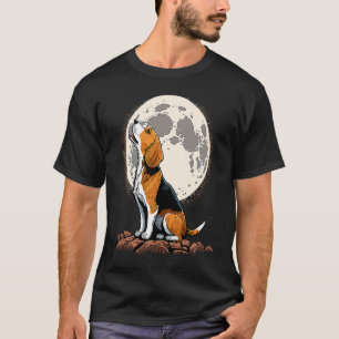 Niedlicher Beagle Howling auf der Mama des Mondes T-Shirt