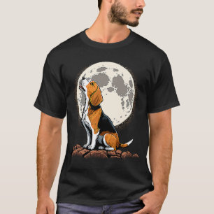 Niedlicher Beagle Howling auf der Mama des Mondes T-Shirt