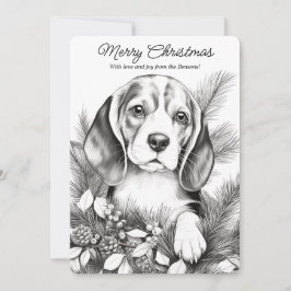 Niedlicher Beagle Hund genießen Weihnachtsfarben Feiertagskarte