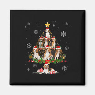Niedlicher Beagle Hund liebt Weihnachtsbäume Weihn Magnet