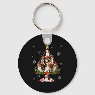 Niedlicher Beagle Hund liebt Weihnachtsbäume Weihn Schlüsselanhänger