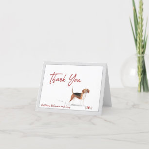 Niedlicher Beagle Hund personalisieren Name Knoche Dankeskarte
