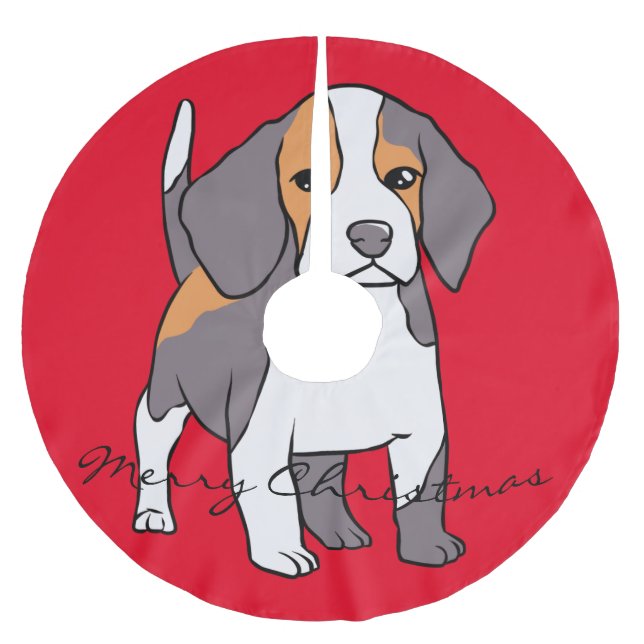 Niedlicher Beagle Hund Rasse Thunder_Cove Polyester Weihnachtsbaumdecke (Vorderseite)