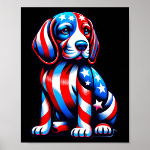 Niedlicher Beagle Hund US Flagge Frauen Hunde Lieb Poster