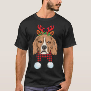 Niedlicher Beagle Hund Weihnachten Rot Kariert T-Shirt