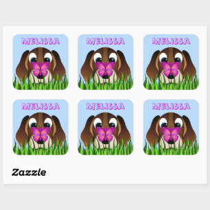 Niedlicher Beagle Hunde Butterfly Square Sticker