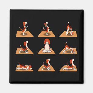 Niedlicher Beagle Hunde Yoga Asana Posen Magnet