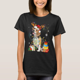 Niedlicher Beagle Hundelampen Weihnachtsmannmütze  T-Shirt