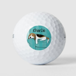 Niedlicher Beagle Hundeschluss Golfball