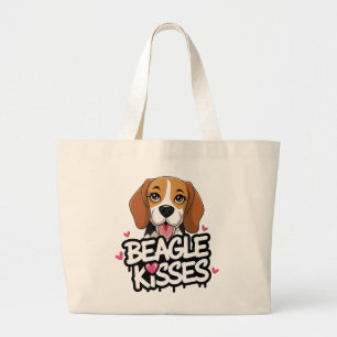Niedlicher Beagle Kisses Dog Lover Cartoon Beagle Jumbo Stoffbeutel