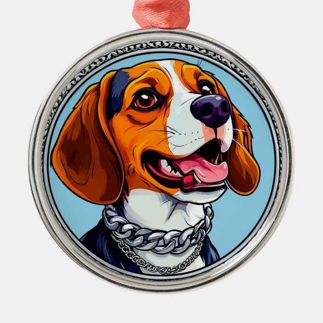 Niedlicher Beagle Ornament Aus Metall (Vorne)