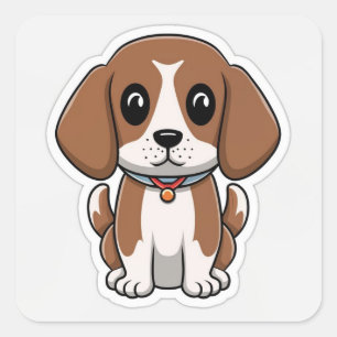 Niedlicher Beagle Quadratischer Aufkleber
