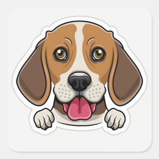 Niedlicher Beagle Quadratischer Aufkleber (Vorderseite)