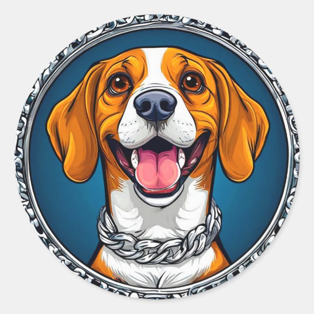Niedlicher Beagle Runder Aufkleber (Vorderseite)