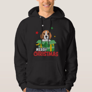 Niedlicher Beagle Santa Dog liebt frohe Weihnachte Hoodie