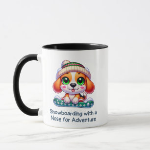 Niedlicher Beagle Snowboard Wintersport Tasse