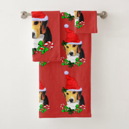 Niedlicher Beagle Weihnachten Badhandtuch Set